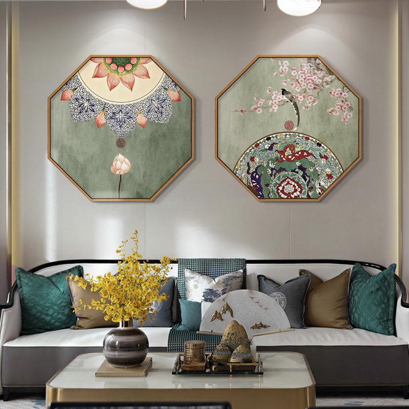 新中式客厅进门装饰画过道餐厅创意中国风玄关古风壁画挂画墙面