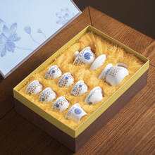 白瓷玲珑镂空功夫茶具礼盒套装整套家用轻奢高档泡茶器创意礼品