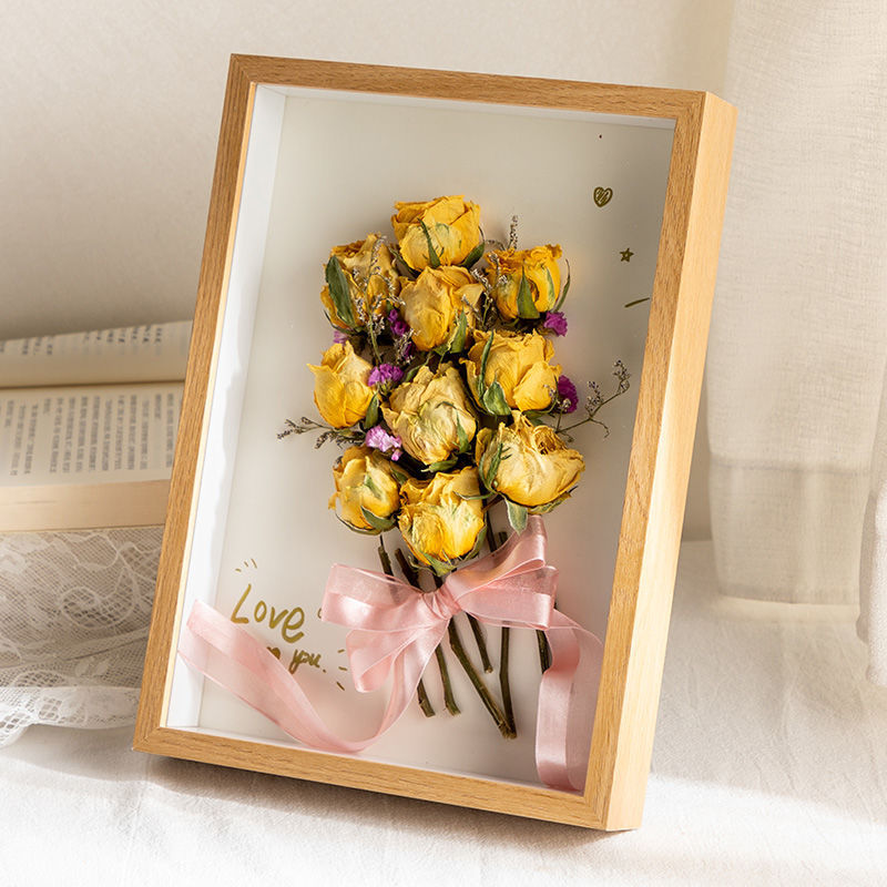 Hollow Dried Flower Photo Frame Diy Decoration Preserved Fresh Flower Handmade Three-Dimensional Handmade Picture Frame Couple Rose Holiday Photo Frame