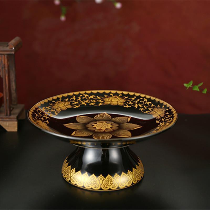 佛教用品 陶瓷祭祖祭祀墓地供盘仿古供佛香炉无字莲花贡品盘