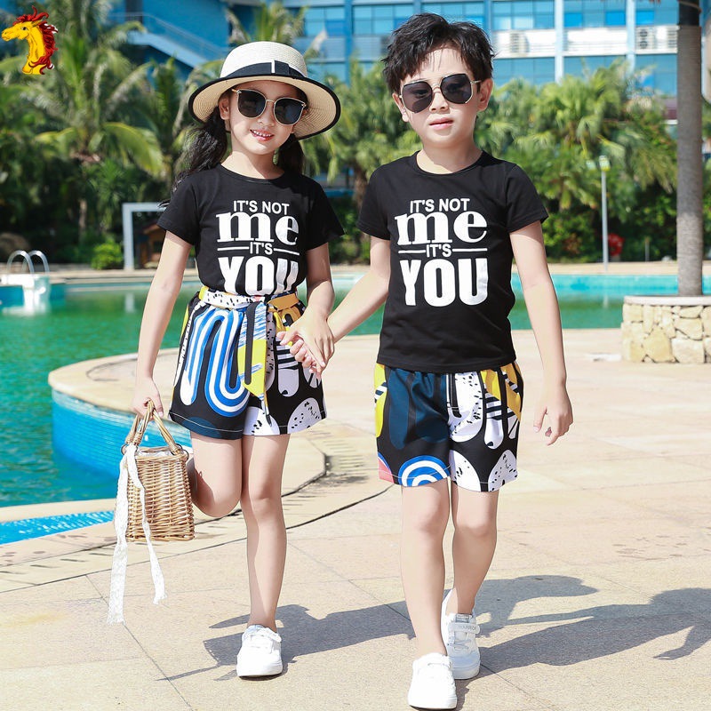 男童装 2021夏款洋气姐弟装2021夏装新款兄妹装儿童短袖t恤龙凤胎