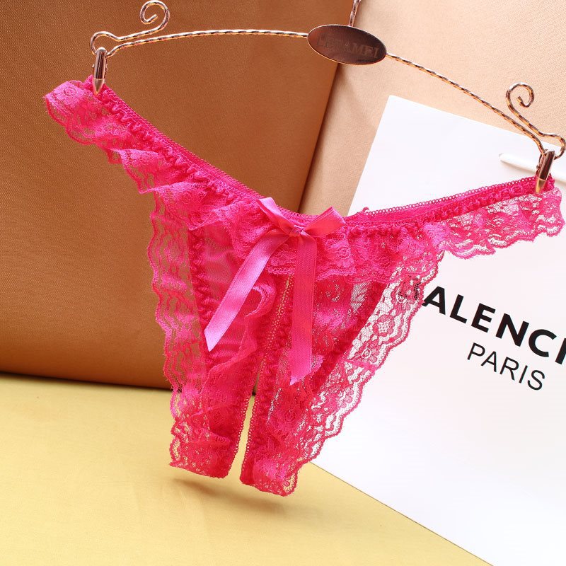 开档内裤女性感诱惑免脱情趣蕾丝低腰丁字裤纯色真人实拍房用激情