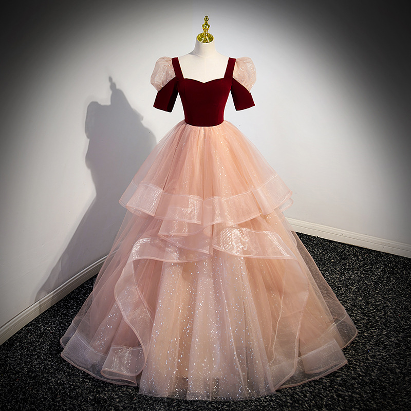 红色礼服裙女轻奢小众高端敬酒服夏生日公主裙成人礼声乐艺考独唱