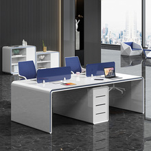白色办公桌烤漆简约现代职员工作卡位屏风员工电脑桌椅组合46人位