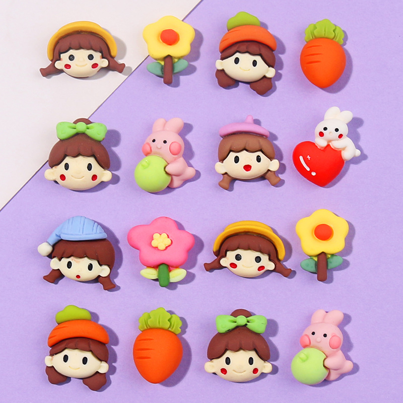 卡通动物小人头奶油胶手机壳树脂饰品配件diy材料包手工自制滴胶