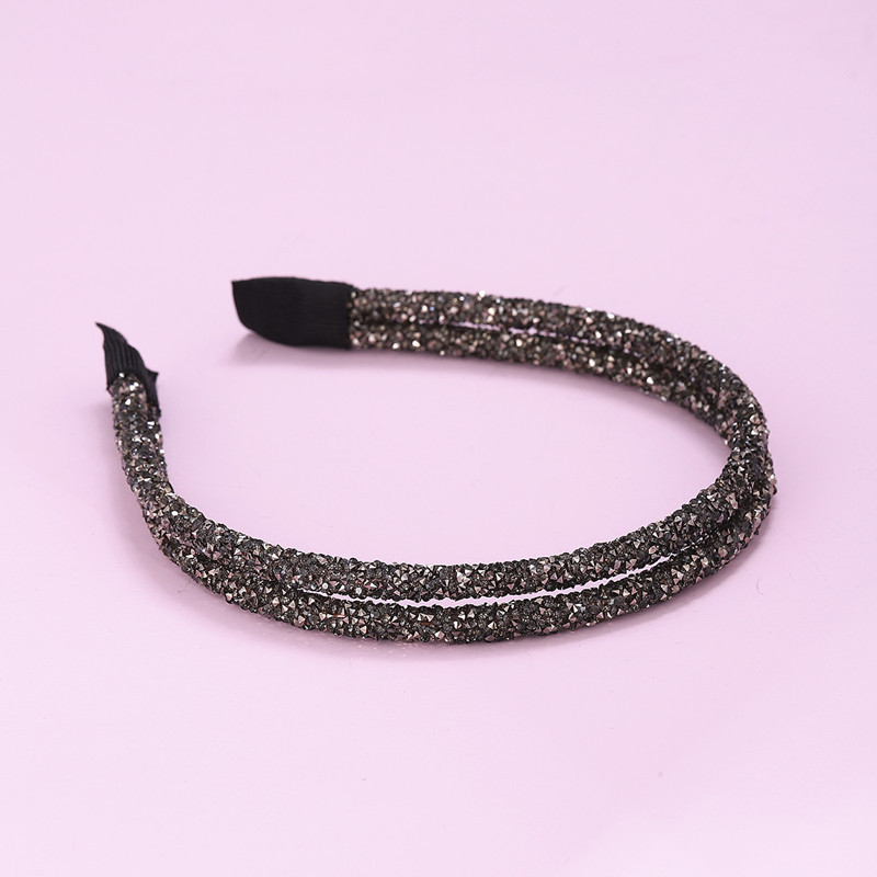 韩版时尚新款亮片发箍多色双排水钻压发宽发箍精美镶钻头箍女批发