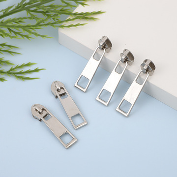 厂家批发5号尼龙电白方孔拉链头方形头拉头现货支持拿样