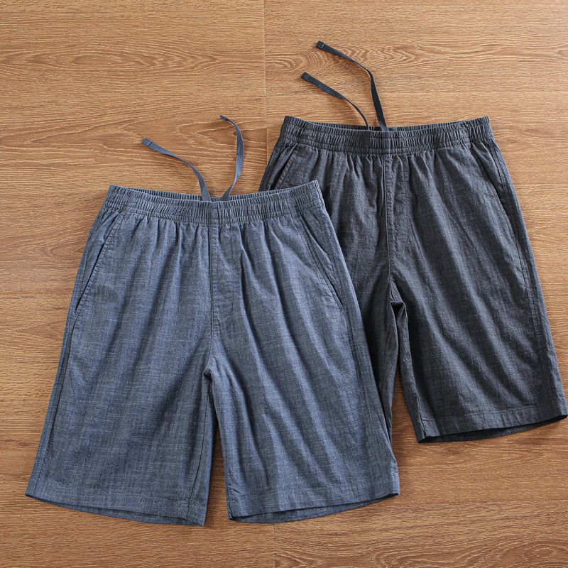 金步康夏季男士竹节纱短裤 弹力松紧休闲中裤短裤方便裤 工厂尾货