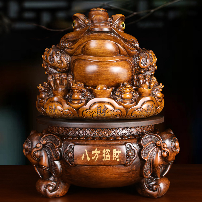 店铺开业礼品批发招财家居酒柜客厅装饰品树脂工艺品金蟾中式摆件