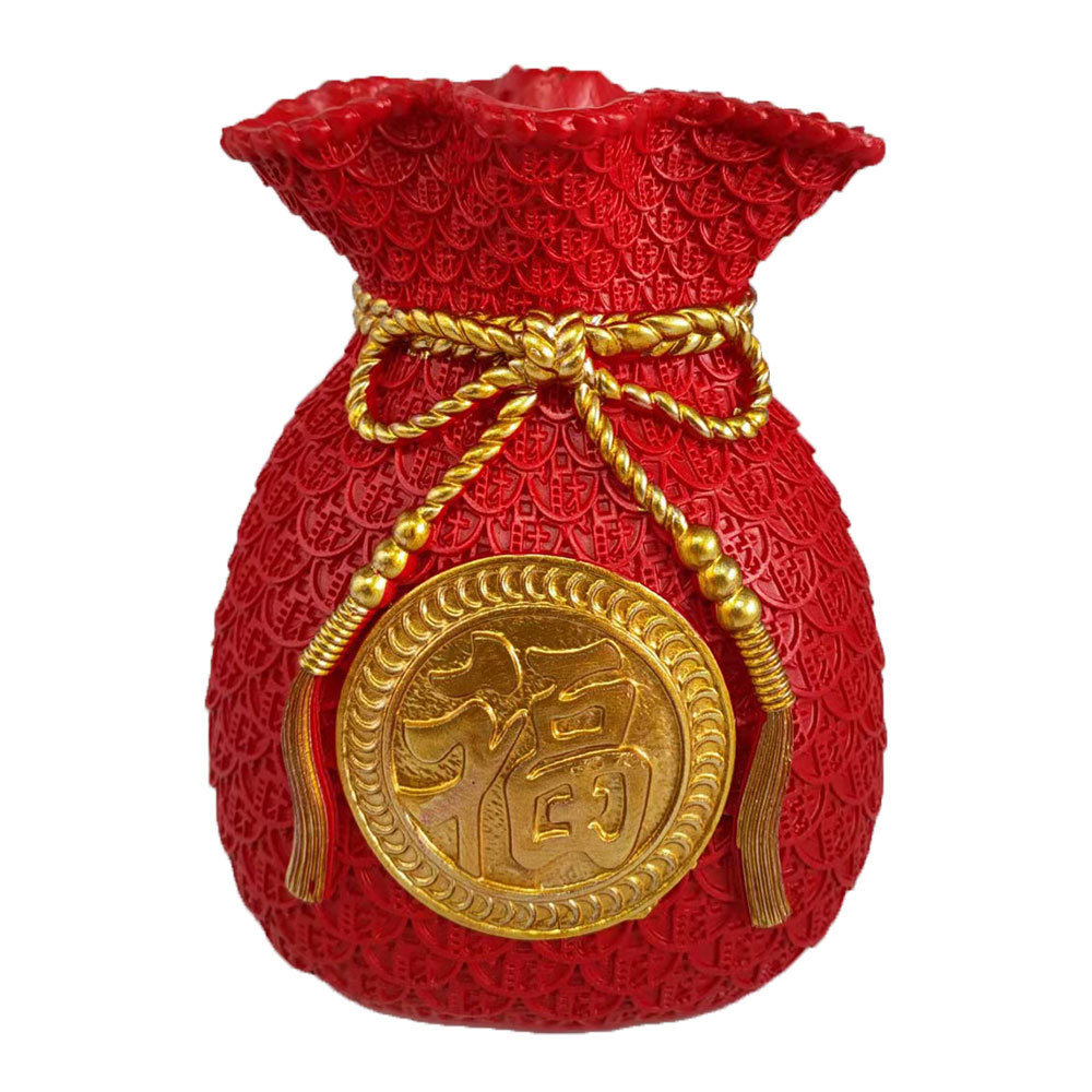 Golden Red Lucky Bag Money Bag Wheat Vase Decoration Home Living Room Decoration Resin Crafts