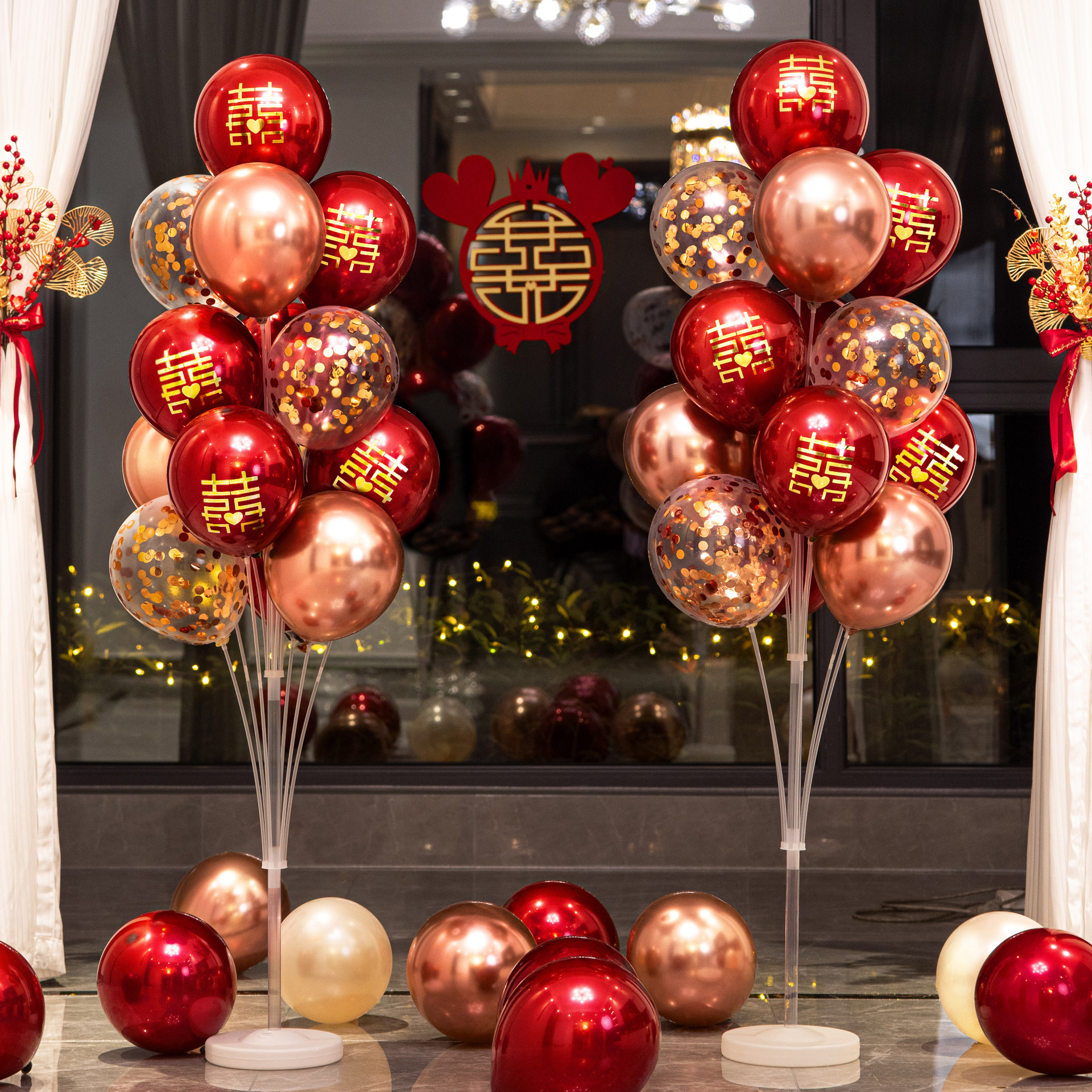 婚房地飘气球装饰生日婚礼新房桌飘支架布置套装立柱结婚用品大全