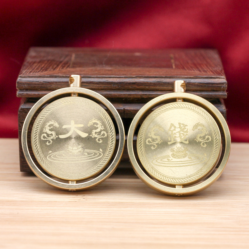 黄铜金手指转转手把件手工编织绳汽车钥匙扣挂饰挂件创意生日礼物