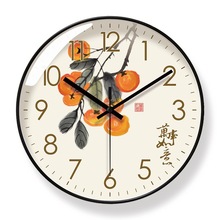 易普拉6316国风花鸟挂钟客厅钟表时尚新中式时钟静音扫秒石英钟