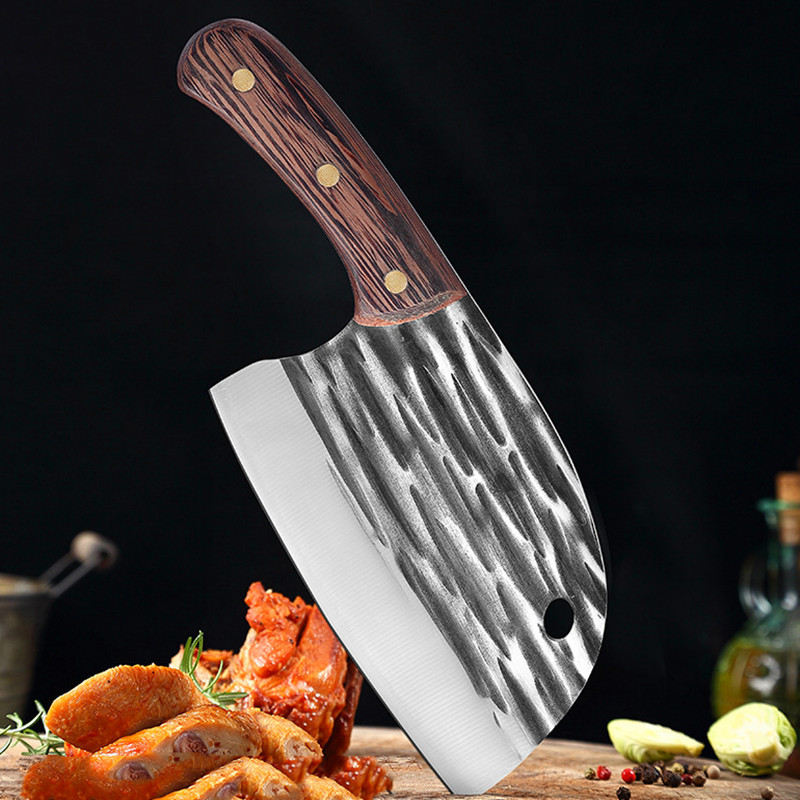 品牌圆头刀家用菜刀锻打厨师斩切刀厨房锋利不锈钢网红切片砍骨刀