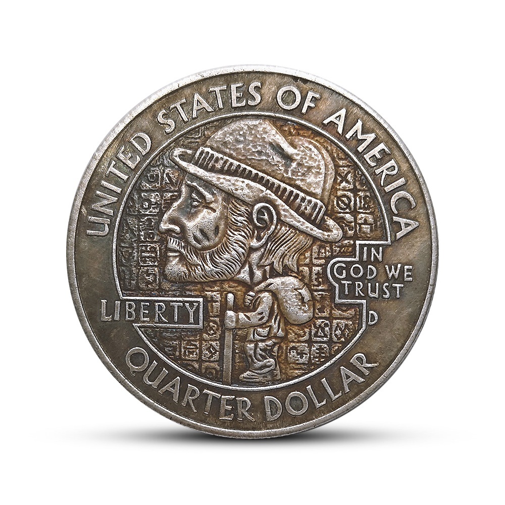 【流浪者自画像】hobo nickel流浪币 硬币雕刻艺术鹰洋仿古银元