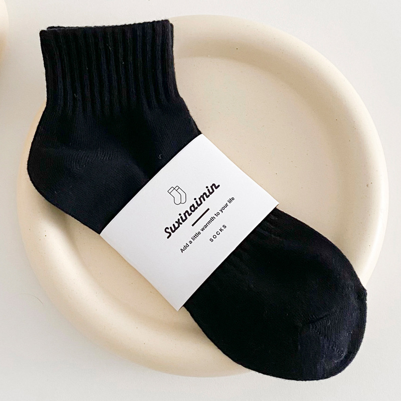 One Piece Dropshipping Solid Color Socks Women's Socks Tube Socks Green Ins All-Match Fashion College Black and White Cotton Socks Students' Socks