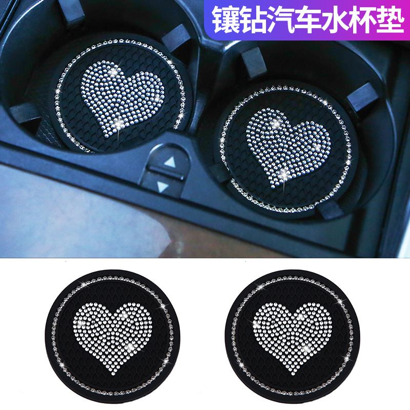 New Car round Love Coaster Car Creativity Diamond Honeycomb Non-Slip Mat Car Interior Design Supplies Women