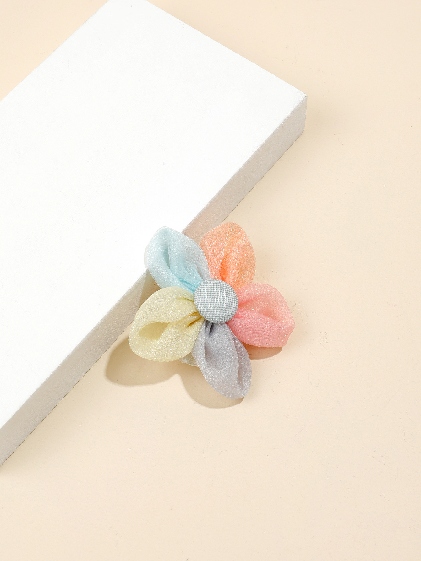 韩国儿童发夹卡花瓣小花头饰花朵格纹全包棉夹小女孩夹子公主发饰