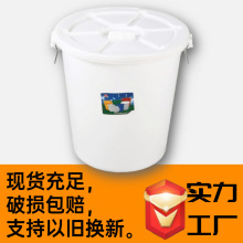 现货塑料大白桶 食品级水桶胶桶PE圆形塑胶桶 带盖铁把手储物大桶