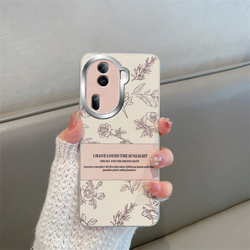 适用oppofindx7手机壳金属玫瑰花纹镜头全包小香风reno11防摔硬套