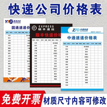 快递公司价格表顺丰中通申通韵达百世快递菜鸟驿站标识标示牌贴纸