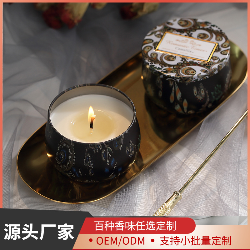 Organic Essence Oil Aromatherapy Candle Household Fragrance Gift Wholesale Creative Cross-Border Tinplate Can Candle