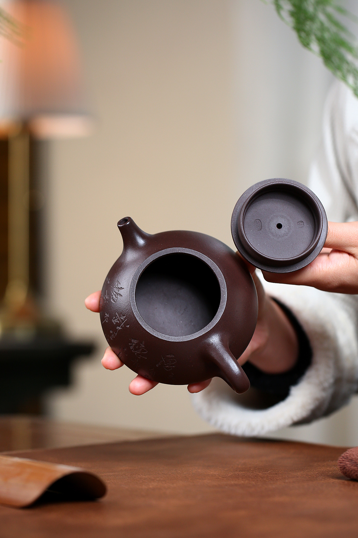 满瓢宜兴紫砂壶原矿老紫泥手工刻字景舟石瓢源头批发名家王芳茶壶