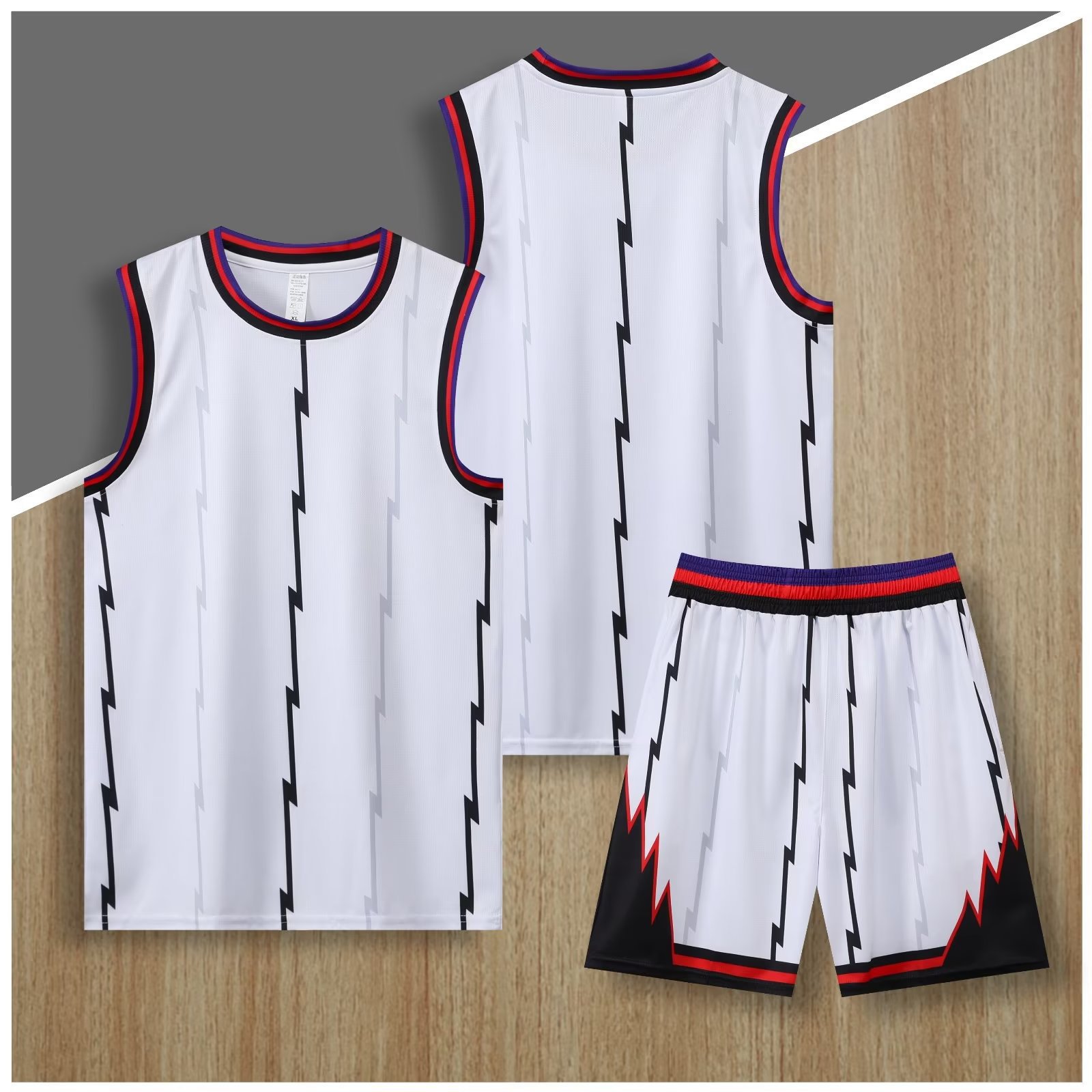 猛龙队光板篮球服套装 团队比赛训练diy印制球衣 厂家批发 代发