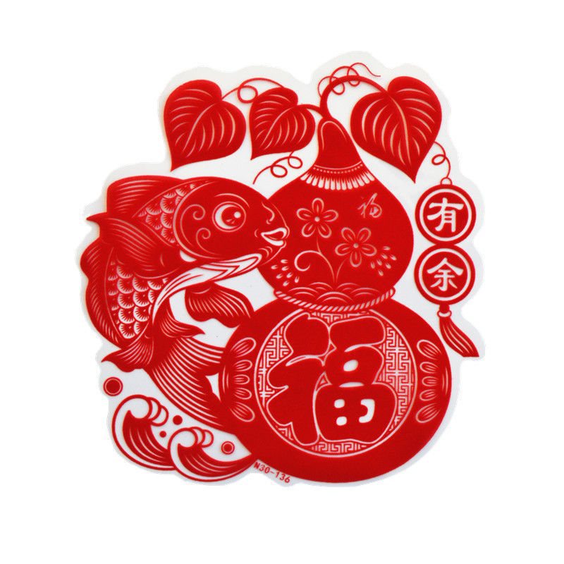 春节静电贴一对装打春葫芦窗花民俗福禄迎春立春葫芦植绒过年