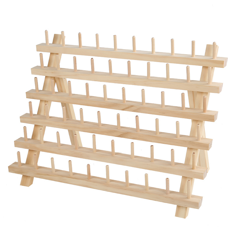 Cross-Border Supply 120 Axis Wooden Wire Frame Solid Wood Spool Frame Sewing Thread Bobbin Core Storage Folding Racks