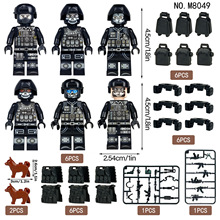 M8049幽灵黑色特警军事部队人仔战斗模型武器片积木玩具跨境批发