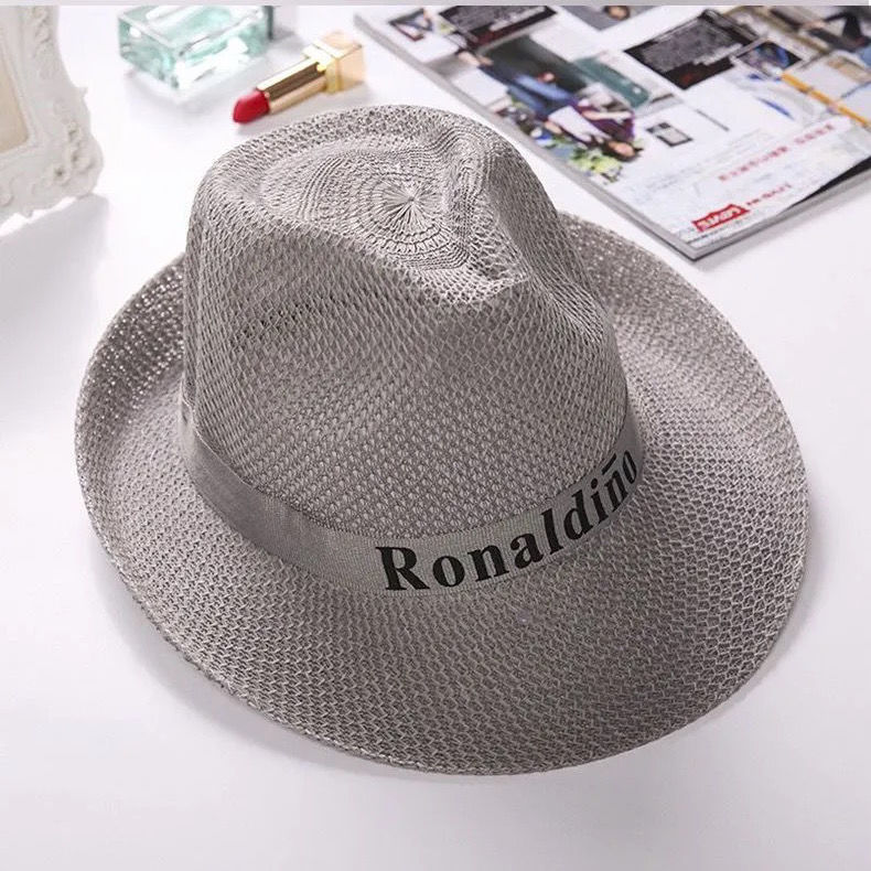 Summer Beach Straw Hat Foreign Trade Fedora Hat Upturned Eaves Top Hat Cowboy Hat Outdoor Sun Protection Sun Hat for Middle-Aged and Elderly People