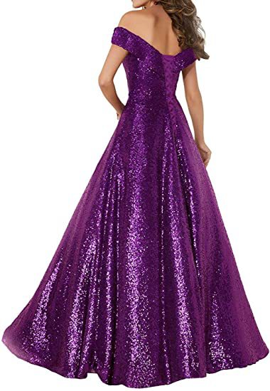 欧美风外贸礼服女式长款露肩舞会礼服2022新款春季闪亮亮片晚礼服