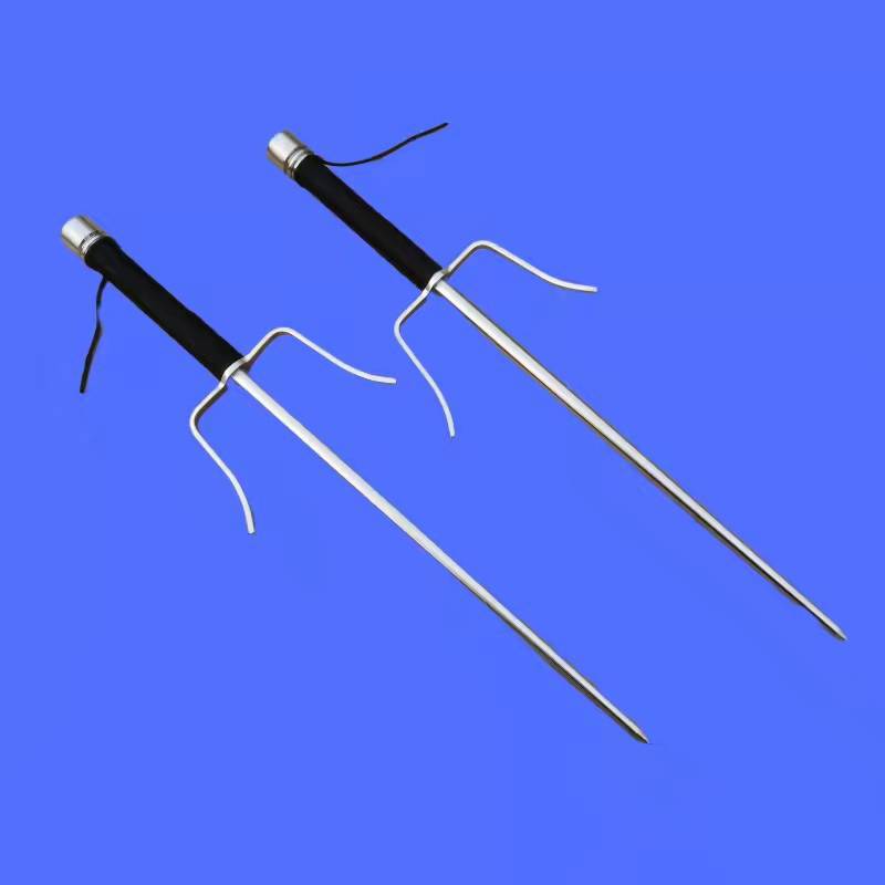 武术铁尺浪人叉空手道短叉实心三股叉不锈钢双叉十手铁尺奇门兵器