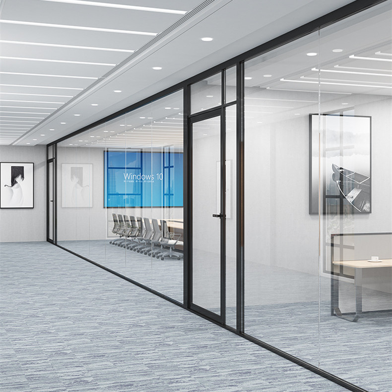 办公室型材隔墙玻璃百叶窗隔断双层钢化玻璃隔墙写字楼厂房高隔断