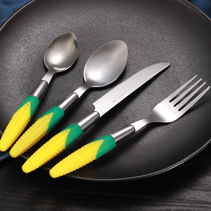 Creative Rural Style 410 Stainless Steel Tableware Set Household Outdoor Restaurant Western Tableware Stainless Steel Knife, Fork and Spoon