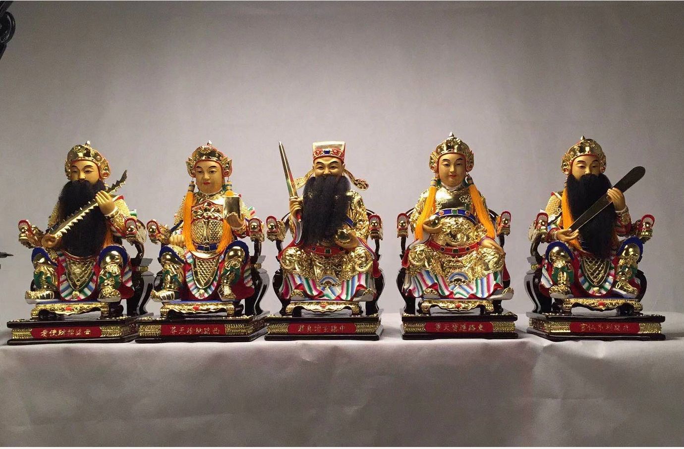 厂家直销香樟木五路财神 纳珍天尊 曹宝神像寺庙供奉佛像摆件定制