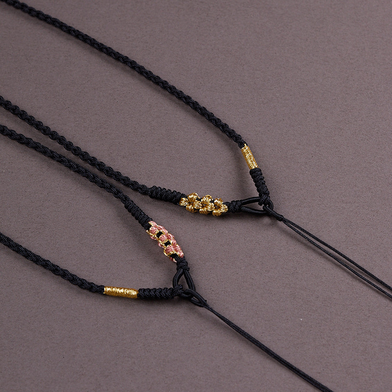 古素全手工编织吊坠挂绳子原创桃花项链挂件绳黄金玉佩高货绳挂脖