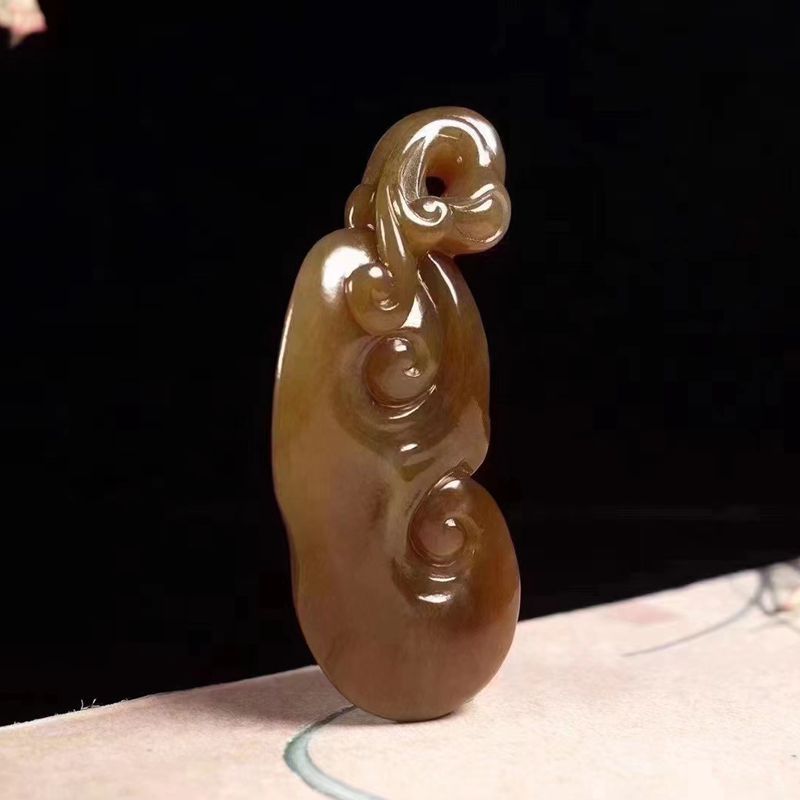 温润斋天然新疆和田玉且末料糖玉玉石如意吊坠和田玉如意挂件批发