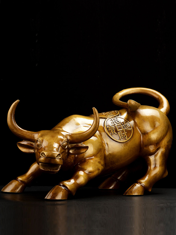649z批发铜牛摆件华尔街金牛生肖牛大号牛气冲天家居客厅办公