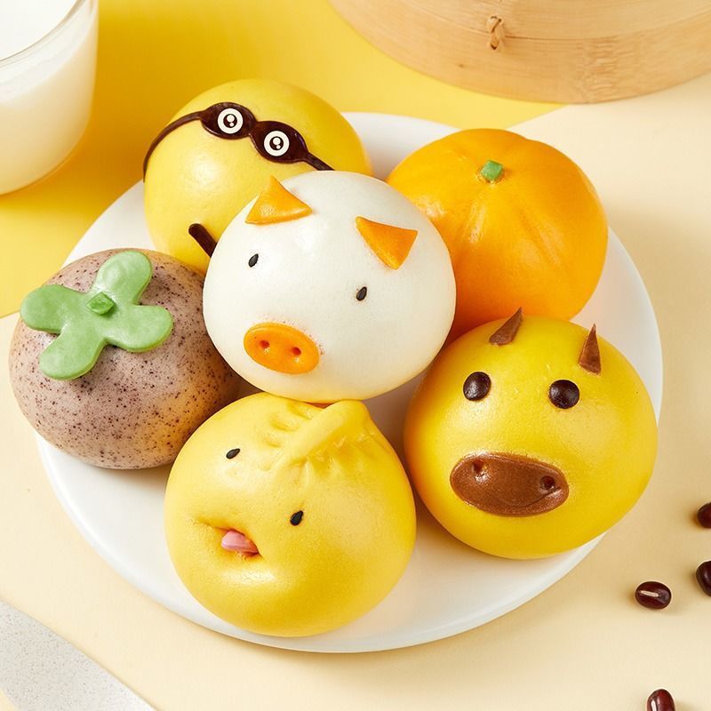 儿童早餐】辅食卡通馒头小猪豆沙包馒头奶黄包半成品速冻-阿里巴巴