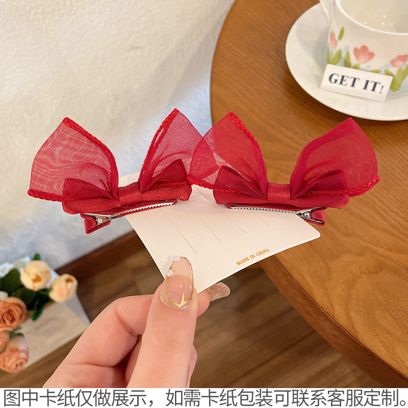A Pair ~ Children's Small Cute Super Cute Three-Dimensional Bow Barrettes Baby Top Clip Hairpin Spring and Summer Comely Headdress
