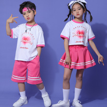 六一儿童表演服装儿童运动会开幕式表演服红粉爱心女童爵士舞服装