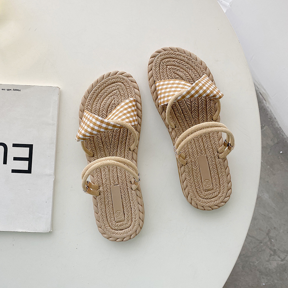 网红凉拖鞋女仙女风ins潮2021年新款春季学生时尚罗马平底鞋