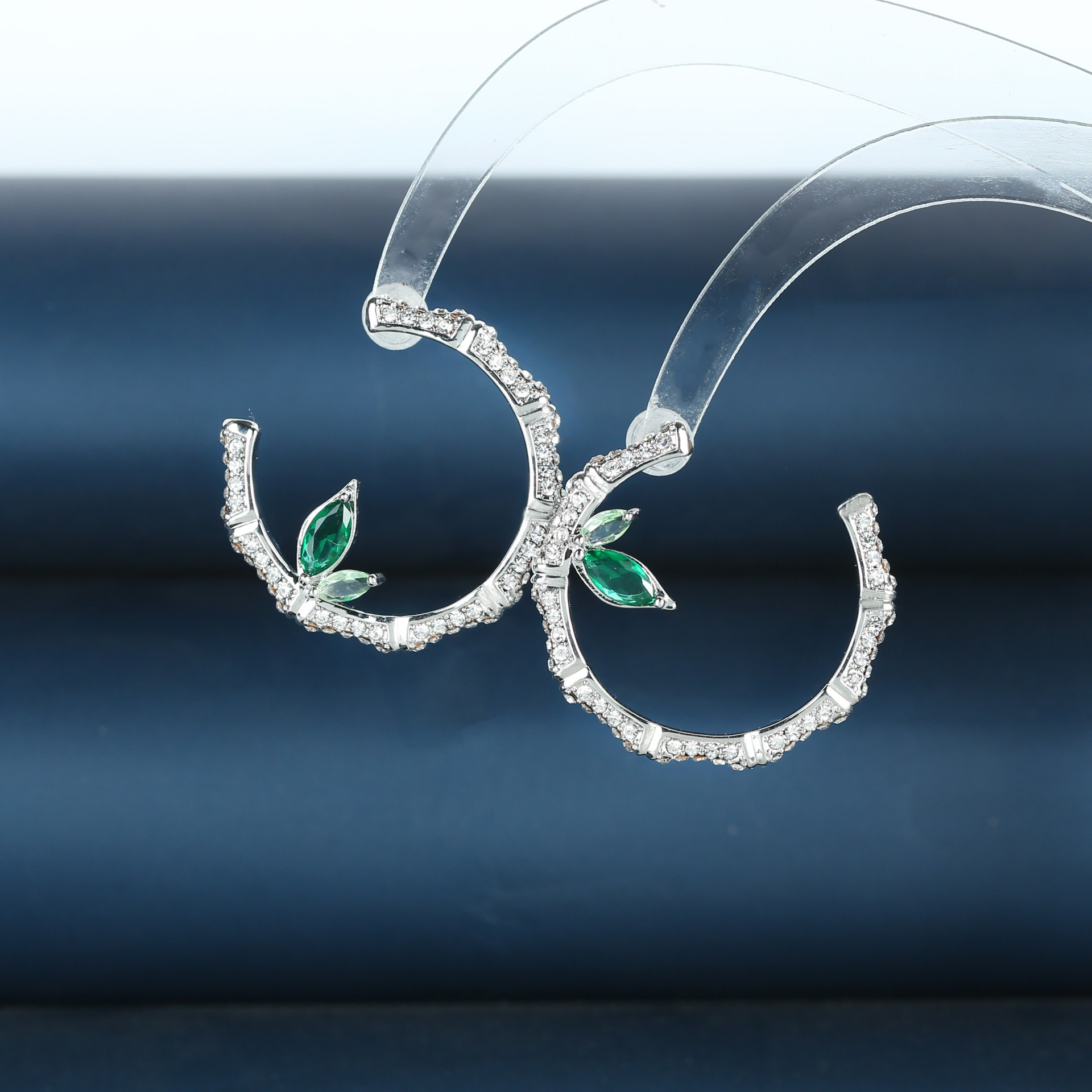 2023新款竹节耳钉女小众设计高级感轻奢竹子微镶锆石时尚个性耳环