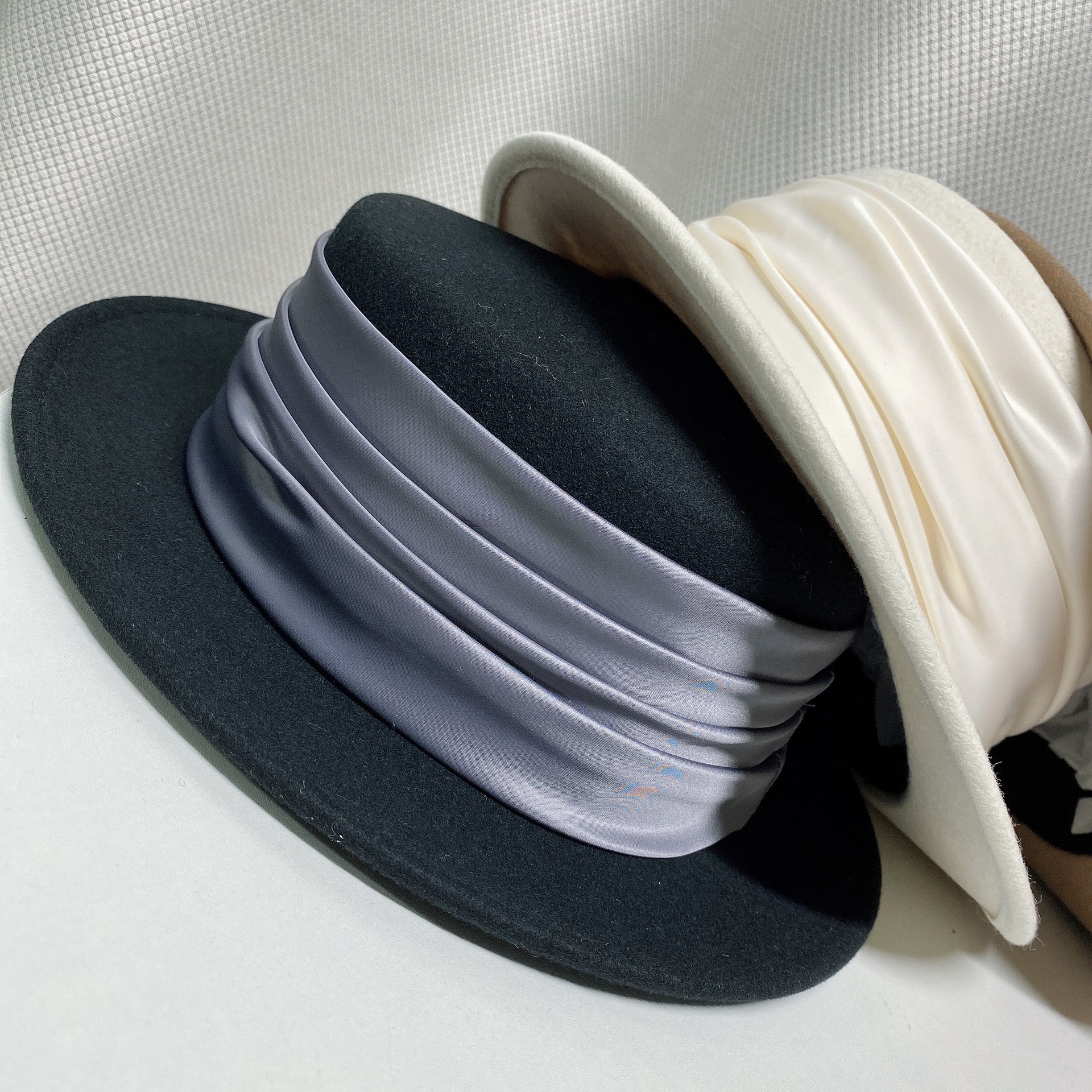 秋冬帽子女澳洲羊毛平顶礼帽简约时尚帽子日系英伦复古毡帽