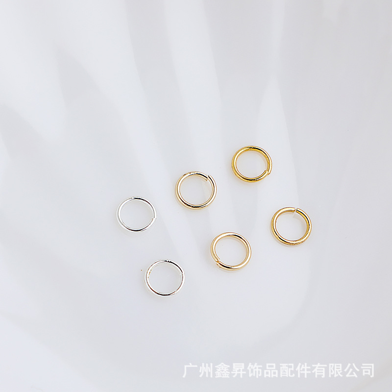 Factory Direct Sales 14K Gold-Plated Color Retention Broken Ring DIY Ornament Material round Bracelet Necklace Connecting Ring Accessories