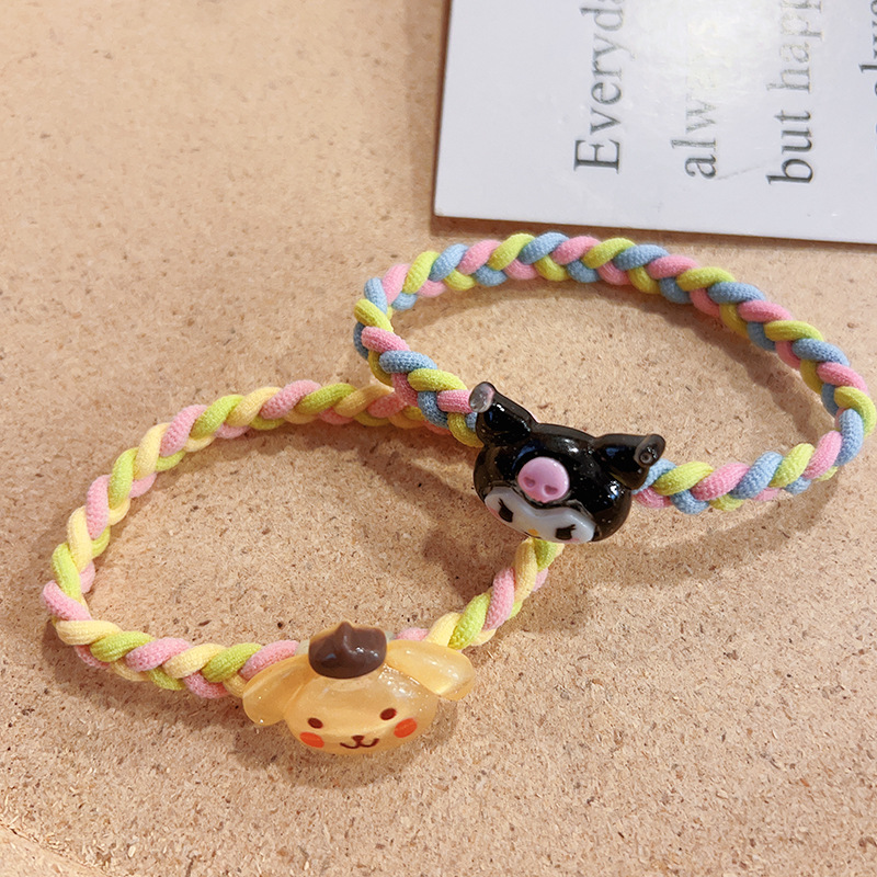 New Cute Sanrio Head Rope Rubber Band Ins Woven High Elasticity Hair Ring Hair Rope Mori Style New Ponytail Hair-Binding