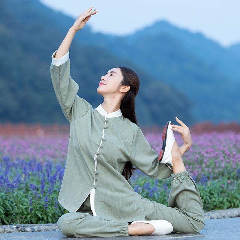 佛系禅意女装秋改良居士服时尚太极服高端棉麻禅服中式唐装女套装