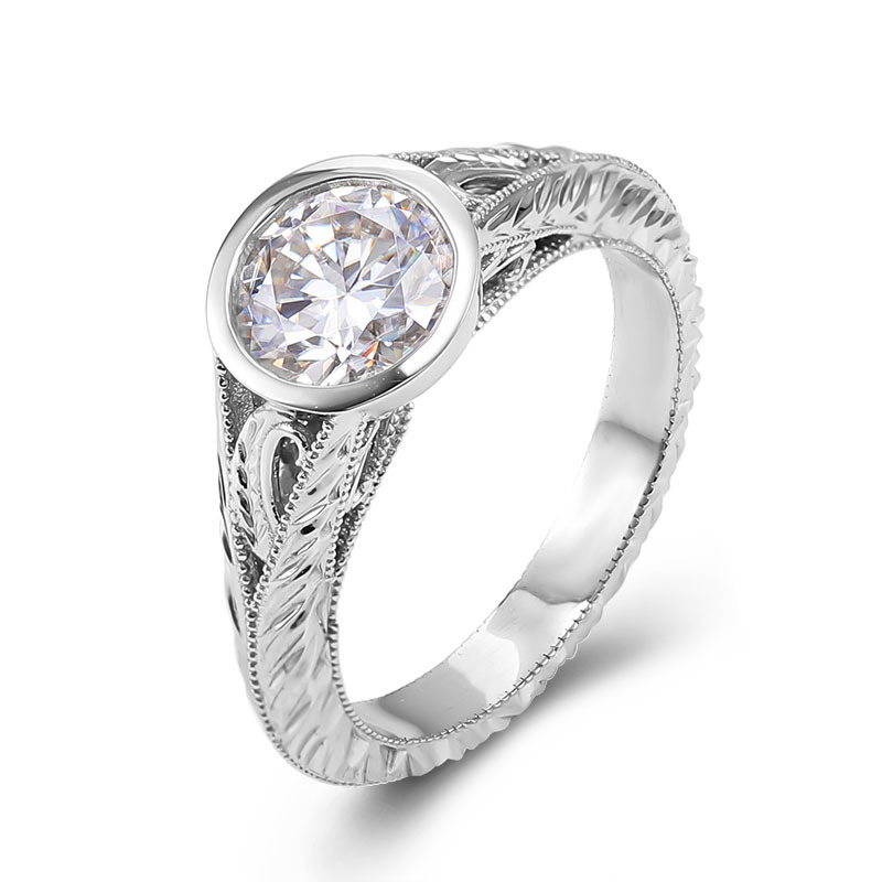 轻奢复古风铂金戒指pt950公主方莫桑石情侣结婚求婚雪花微镶扭臂